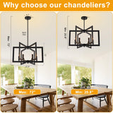 21.6" Black Farmhouse Chandelier,6-Light Geometric Dining Room Fixture,Modern Industrial Foyer Lighting Fixtures,Rustic Farmhouse Hanging Pendant Lights for Kitchen Island,Living Room,Bedroom,Entryway UnicozoHome