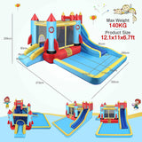 AKEYDIY Bounce House Water Slide Rocket Blast- 13X12ft Inflatable Water Slides Park for Kids 3-12, Large Adventure Water Park W/Pool,Climbing Wall,Bouncer Area/Water Bounce House for Kids Backyard AKEYDIY