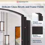 Keonjinn Black Medicine Cabinet 16 x 26 Inch, Surface Mount or Recessed Bathroom Cabinets with Mirrors, Metal Framed Wall Mirror with Storage, 2 Adjustable Shelves, Beveled Edge Mirror Keonjinn