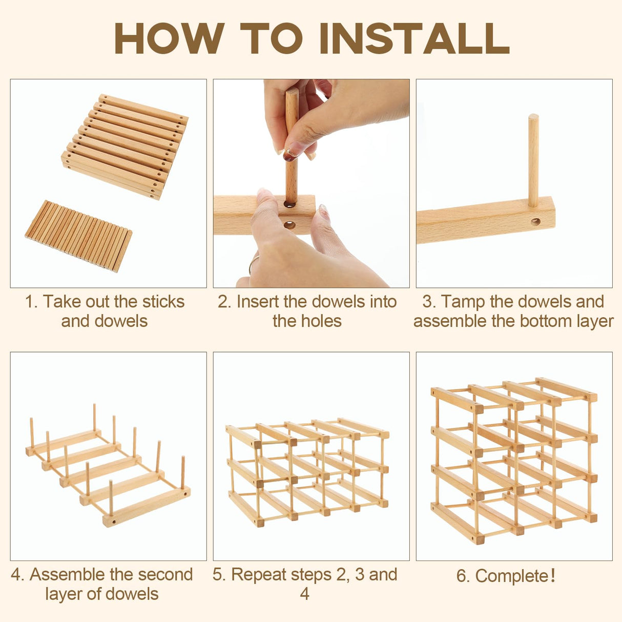 Wooden Wine Rack, 12-Bottle Stackable Wooden Wine Rack, Stackable Modular Wine Storage Racks, DIY Assembly Wine Bottle Holder for Inside Cabinet and Countertop Wensdr