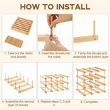 Wooden Wine Rack, 12-Bottle Stackable Wooden Wine Rack, Stackable Modular Wine Storage Racks, DIY Assembly Wine Bottle Holder for Inside Cabinet and Countertop Wensdr