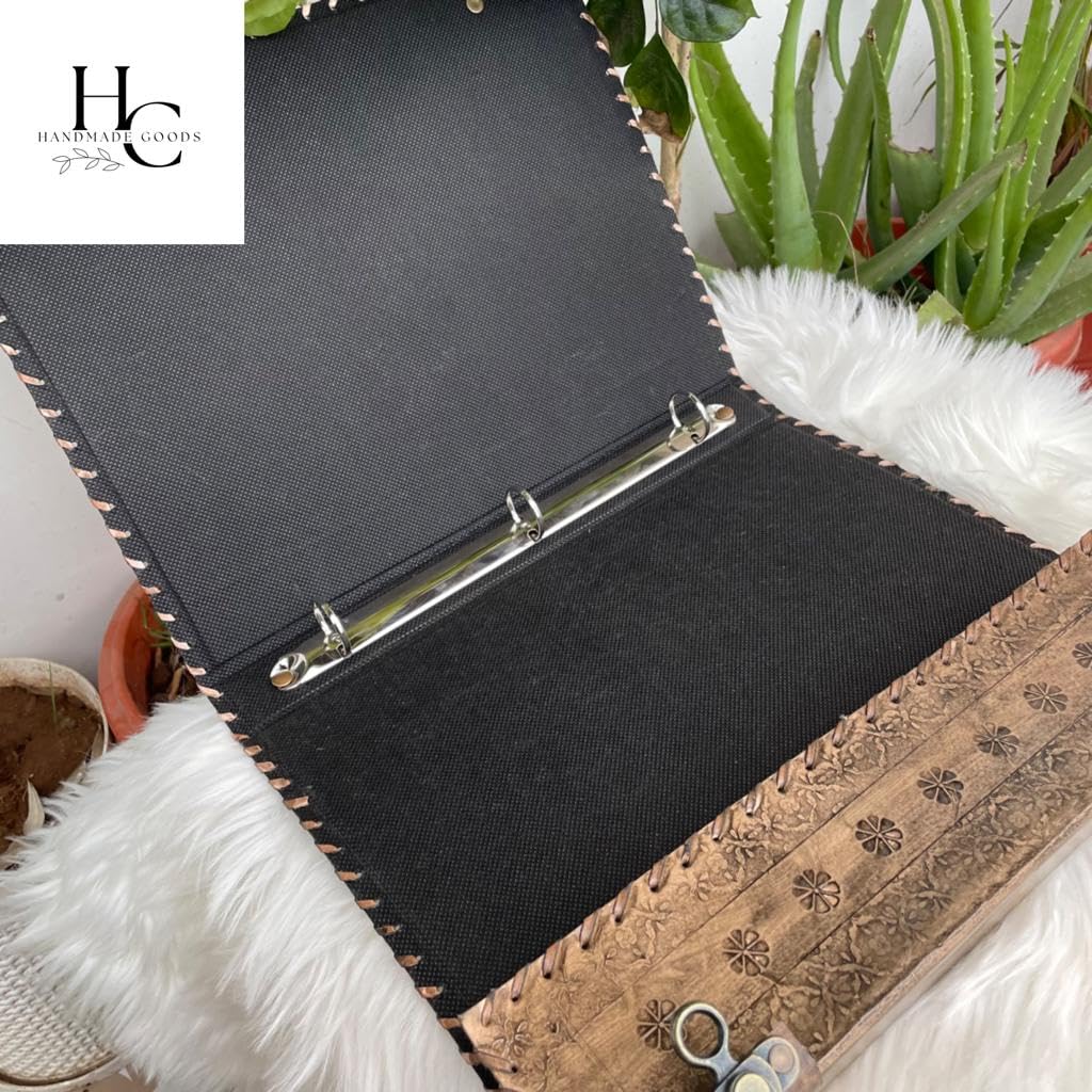 handborncraft Personalized Binder Leather Binder, Custom Binder, Leather 3-Ring Binder, Leather Portfolio Men, Wedding Planner, Sun with Stone Leather Binder, Office Gifts, Corporate Gift handborncraft