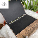 handborncraft Personalized Binder Leather Binder, Custom Binder, Leather 3-Ring Binder, Leather Portfolio Men, Wedding Planner, Sun with Stone Leather Binder, Office Gifts, Corporate Gift handborncraft