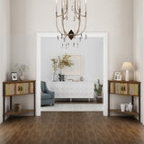 Giofanzo Corner Tables for Living Room, Small Corner Table with Storage Cabinet Table Corner Bar Accent Cabinet with Solid Wood and Metal Frame, Hand-Made Unique Corner Table（Natural Blue） Giofanzo