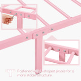 Yaheetech Twin Size Bed Frame Metal Platform Bed Frame Mattress Foundation with Spindle Headboard & Footboard/No Box Spring Needed/14 Inch Underbed Storage/Firm Support & Easy Set up Structure, Pink Yaheetech