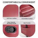 Trustyue Swivel Rocker Recliner Chair, 360° Swivel Recliner with Heat and Massage, Rocker Recliner Nursery Glider Chair with Side Pockets for Living Room (Red, Faux Leather) Trustyue