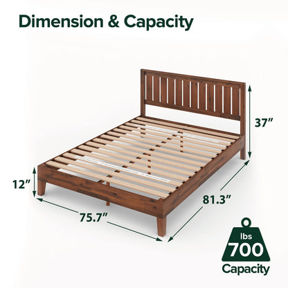 Zinus Vivek Deluxe Wood Platform Bed Frame with Headboard - Easy Assembly King Size, No Box Spring Needed - WoodArtSupply