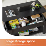 FDW Coffee Table Lift Top Coffee Table Coffee Table with Hidden Compartment and Storage Shelf for Living Room Reception Room 47.2in L,Black FDW