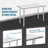 Hally Open Base Stainless Steel Table 24 x 48 Inches, NSF Commercial Heavy Duty Prep & Work Table with Galvanized Legs for Restaurant, Home and Hotel HALLY SINKS & TABLES H