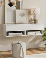 Aienvey Floating Nightstand, Small Modern Floating Nightstand with Drawer, Floating Shelves for Bedroom, Bathroom, White Aienvey