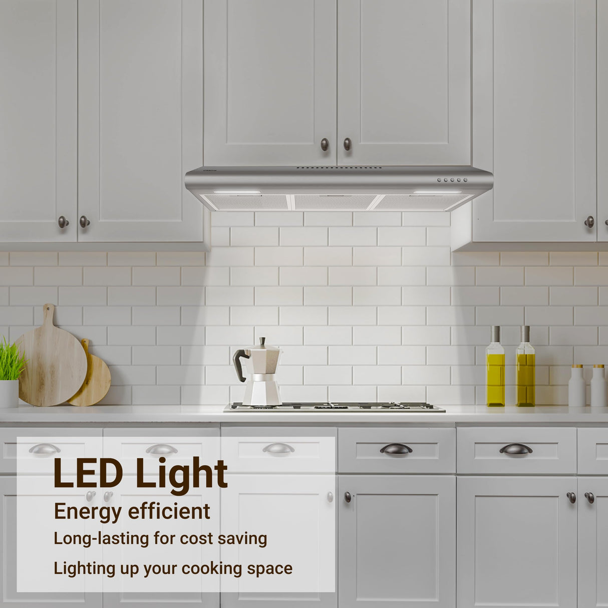 CIARRA Range Hood 30 inch Under Cabinet Ductless Vent Hood for Kitchen Stove Hood with 3 Speed Exhaust Fan in Stainless Steel CIARRA