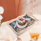 JISHSHAY Diamond Art Serving Tray Diamond Painting Food Tray Gem Art Serving Platter Gem Painting Mosaic Kits for Adults DIY Kits for Adults, with Handle 20×30cm/7.87×11.81in, Christmas Winter House JISHSHAY