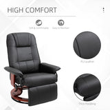 HOMCOM Faux Leather Manual Recliner, Adjustable Swivel Lounge Chair with Footrest, Armrest and Wrapped Wood Base for Living Room, Black HOMCOM