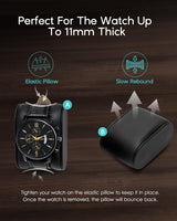 Vlando Watch Case for Fathers Day Gifts, 6-Slot Watch Box for Men with Glass Lid, Lockable, Business Textured Leather, Soft Pillow, Gifts for Dad, Husband, Friends - Black Vlando