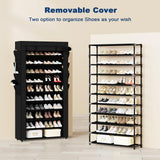 Mavivegue Shoe Rack with Cover, 10 Tier Tall Shoe Storage for 50-55 Pairs of Shoes, Shoe Organizer for Entryway, Closet Mavivegue