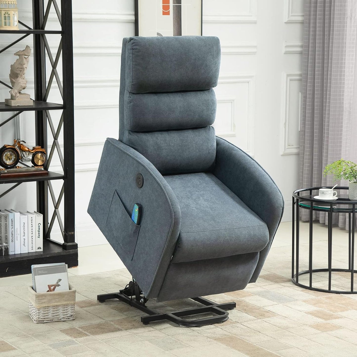 AVAWING Power Lift Massage Chair, Lift Recliner Chairs for Elderly, Electric Recliner W/Heat & Vibration, Linen Fabric Lift Chair with Side Pocket & USB Port for Living Room, Bedroom, Grey