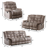 CANMOV Manual Reclining Sofa Set, 3 Pieces Recliner Sofa Set, Manual Recliner Chair, Reclining Loveseat and 3-Seat Sofa for Living Room, 3 Pieces Furniture Set, Light Brown (1+2+3) CANMOV