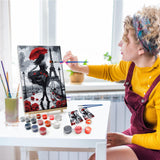 JOOZ Paint by Numbers Kit for Adults Eiffel Tower Paint by Numbers Kit with Frame DIY Girl Paint by Number with Easel Flowers Paint by Number Kits on Canvas for Gift Home Wall Decor 7.87x11.81 Inch JOOZ