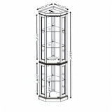 HRVEOCEI Curio Cabinet with Lighted, Display Cabinet with Glass Doors, Corner China Cabinet with Tempered Adjustable Glass Shelves & Carved Decoration(Light Oak, Tall) HRVEOCEI