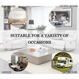 Dekmxas Living Room Furniture Sets 2PCS Fabric Recliner Sofa Set Modern Loveseat Couch Set Manual Reclining Sofa Set with Cup Holders/Storage Console for Living Room/Rv Car (Grey White, Sofa+Loveseat) Dekmxas