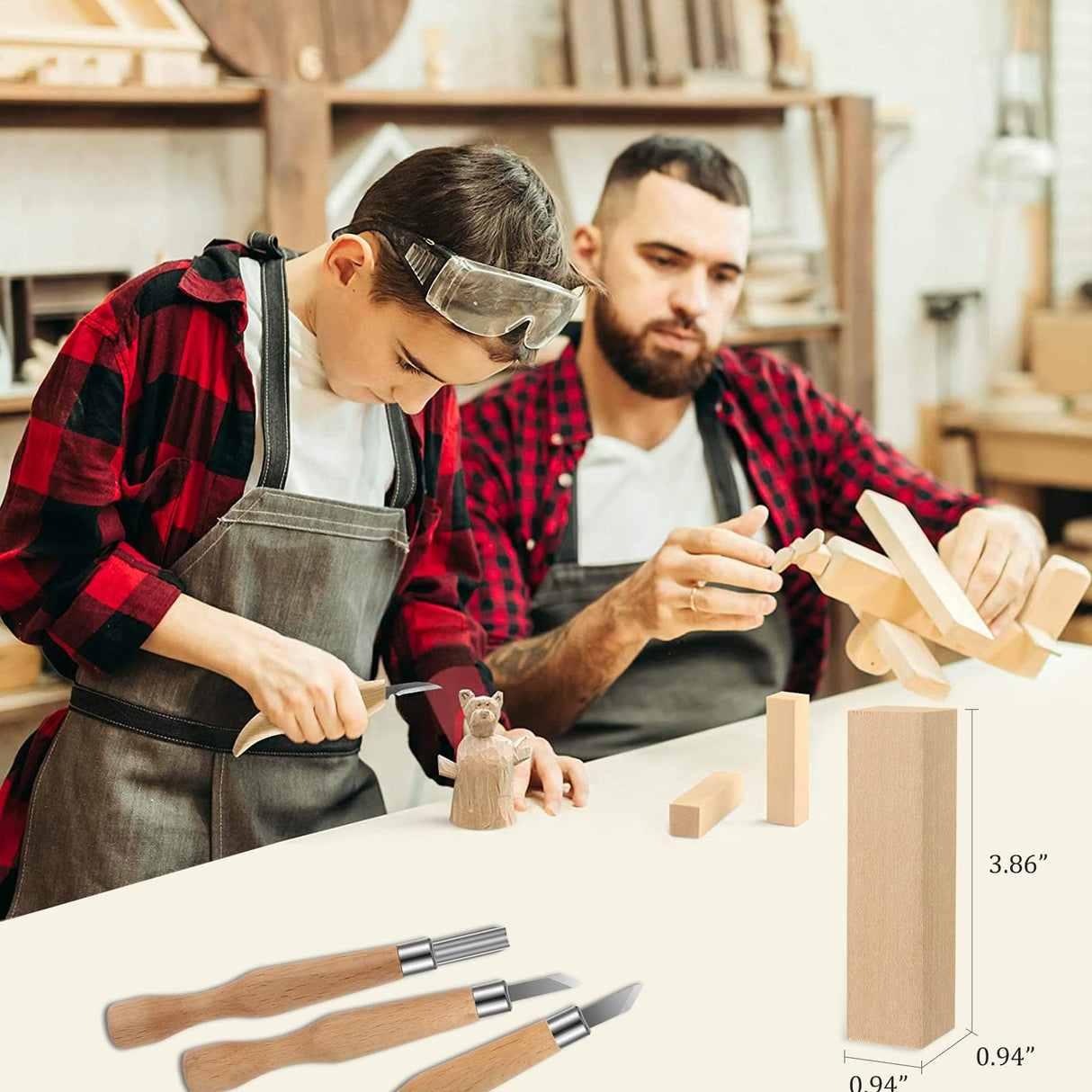 Wood Whittling Kit, 22-in-1 Wood Carving Tools Kit With 11pcs Wood Carving Knives & 4pcs Basswood Wood Blocks, Whith Cut Resistant Gloves & Carving Accessories, Wood Whittling Knife Kit for Beginners QJIUBA