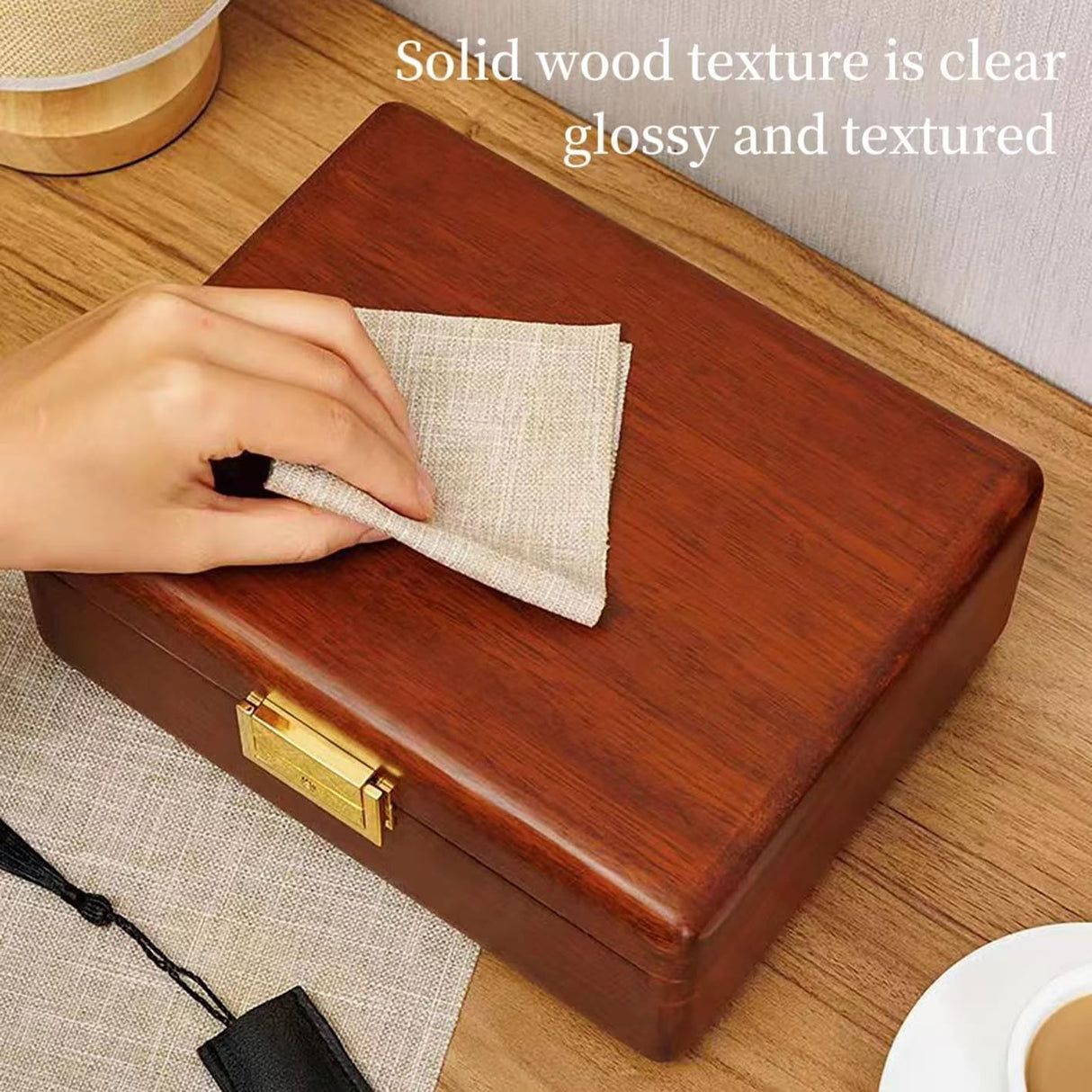 LIBOLXSP Solid Walnut Wood Jewelry Box with Lock,2 Layer Velvet Lined for Earrings Rings Necklaces Bracelets Watches,Both Style and Security, for Men Women,Vintage Brown LIBOLXSP
