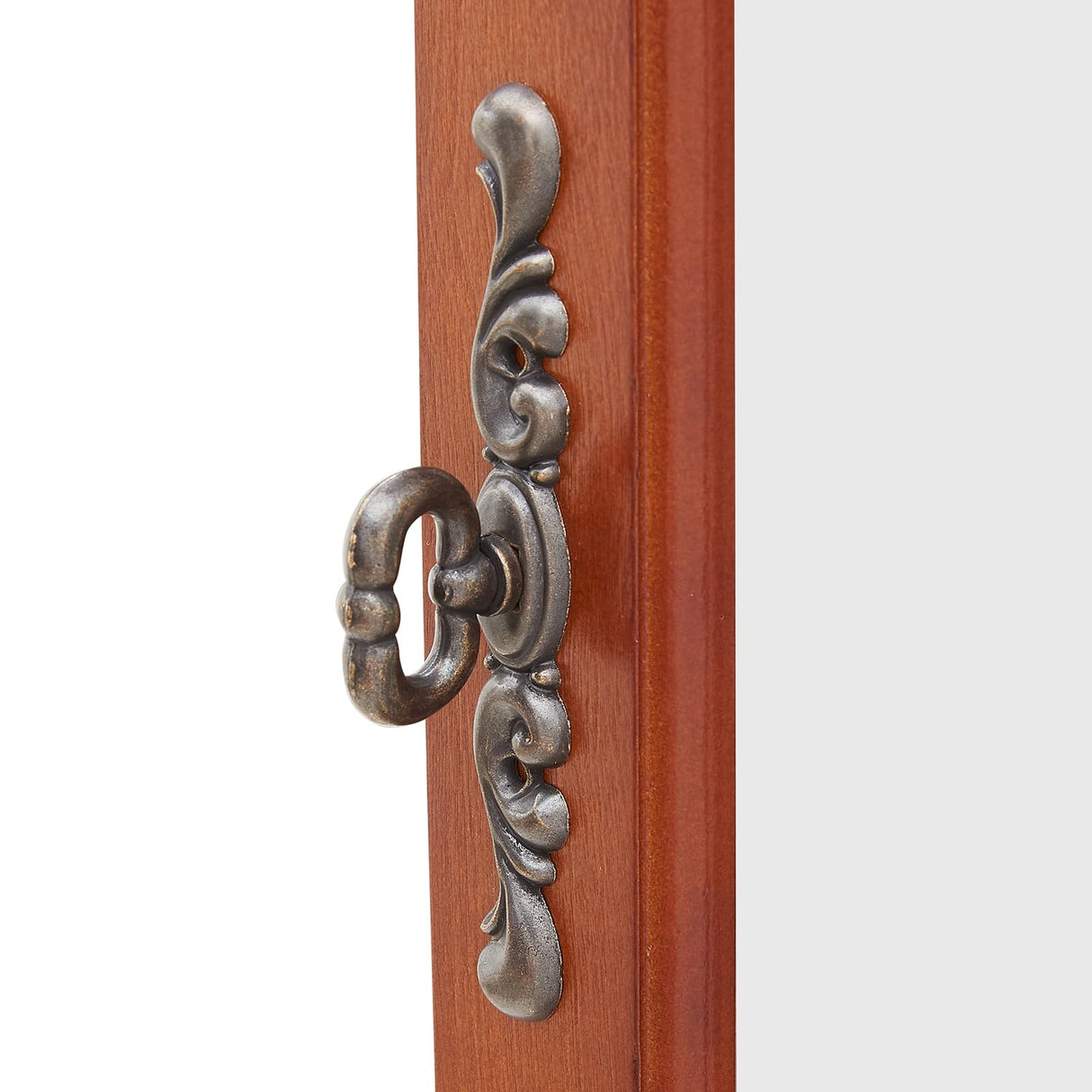 70'' Farmhouse Display Curio Cabinet with LED Lights, Corner Curio Storage Rack with Adjustable Shelves and Mirrored Back Panel, Tempered Glass Doors for Living Room, Light Bulb not Included, Walnut Bituman