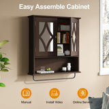 RoyalCraft Bathroom Medicine Cabinet Wall Mounted, Over The Toilet Storage Cabinet with Towel Rack and Adjustable Shelf, Large Bathroom Towel Cabinet Wall Mount 22 * 25 inch (Brown) RoyalCraft