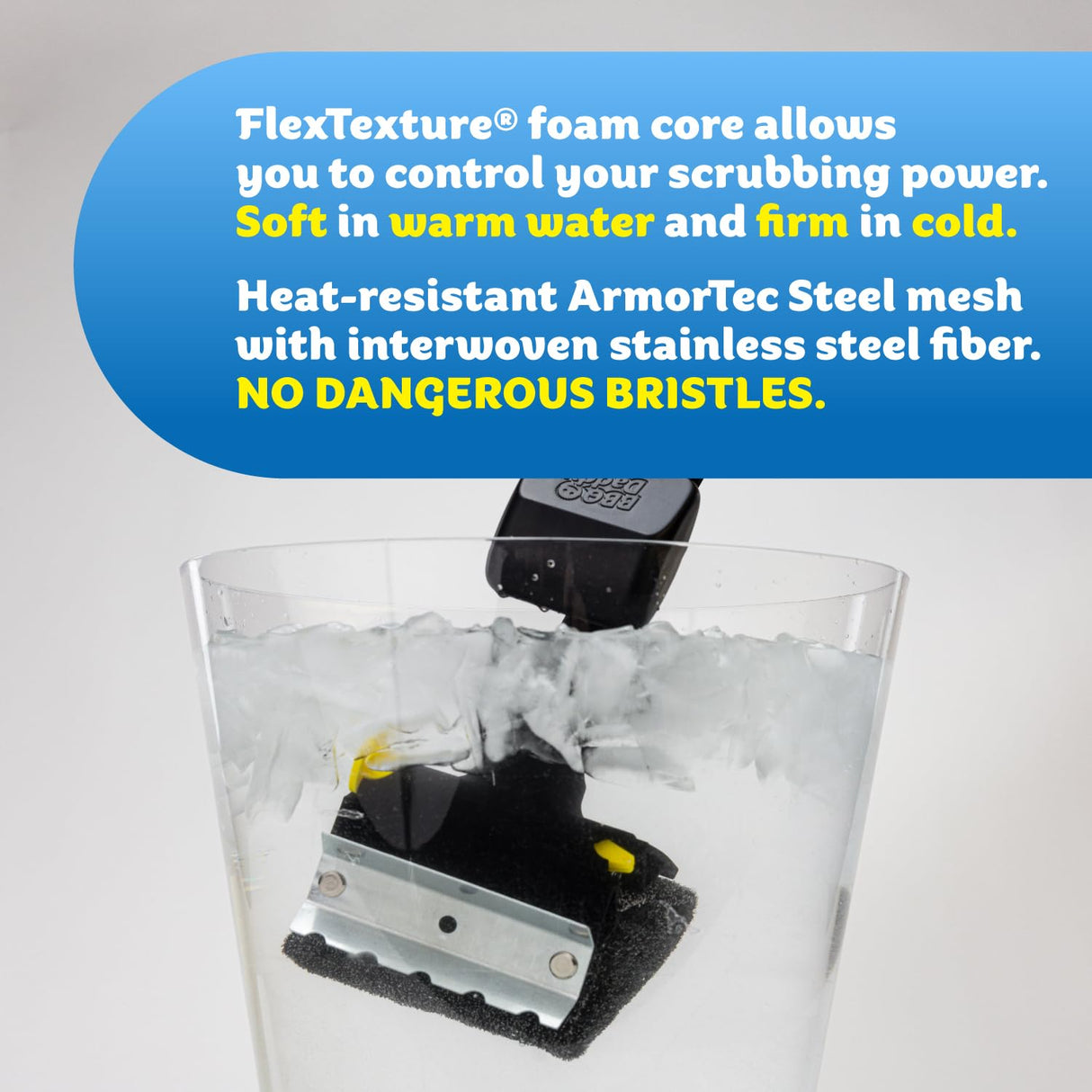 Scrub Daddy BBQ Daddy Grill Brush for Outdoor Grill - Bristle Free Scraper + Scrub Brush - Cut Through Charred Buildup with Stronger, Temperature Controlled Scrubbing Power (1 Grill Brush) Scrub Daddy