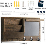 Ziivita Key Holder for Wall - Mail Holder Organizer Wall Mount with Shelf - Rustic Hanging Key Rack Hanger with Hooks Decorative for Home Letter Dog Leash Entryway Farmhouse Living Room Decor Ziivita