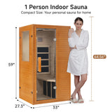 Real Relax Infrared Home Sauna, 1 Person Far Infrared Saunas for Home, Canadian Hemlock Wooden Indoor Sauna Room with LCD Control Panel, Bluetooth Speakers Real Relax