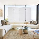 Room Divider Wall Divider 6FT 4 Panels Wood Mesh Hand-Woven Indoor Room Screen Folding Portable Partition Screen, White Dopinmin