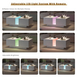 HedoAjim White Led Coffee Table for Living Room, Rectangular Living Room Table with Storage, Acrylic Coffee Tables with 2 Sliding Drawers, Wood Center Table for Reception Dinning Room HedoAjim