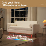 Vabches Loveseat Sofa, White Sherpa Couch with LED Lights and USB Ports Modern Fluffy Love Seat Couches 2 Seater Comfy Washable Covers Sofa Furniture for Bedroom Living Room Small Space Office, 63" L Vabches