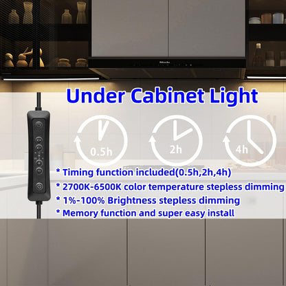 THLIFURE Plug in LED Under Cabinet Lights Bar for Kitchen,Dimmable Mini LED Closet Lamp Warm/Natural/Cold White,Timer Function Counter Lighting Strip for Shelf Display Cupboard Magnet Mounted - WoodArtSupply