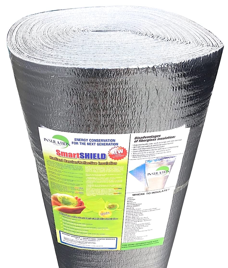 SmartSHIELD -1.5mm 48"x100ft Reflective Insulation roll 400 Sq. Ft., Foam Core Radiant Barrier, Thermal Insulation Shield - Commercial Grade Foil - WoodArtSupply