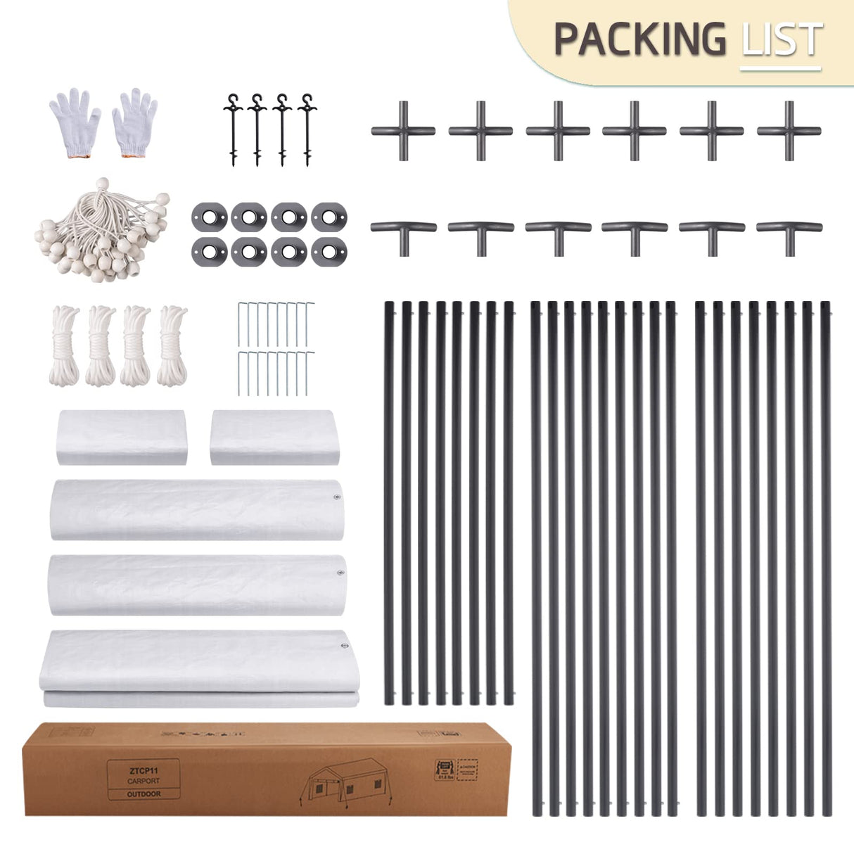 Gardesol Carport, 10' x 20' Heavy Duty Carport with Roll-up Ventilated Windows, Portable Garage with Removable Sidewalls & Doors for Car, Truck, Boat, Car Canopy with All-Season Tarp, White Gardesol