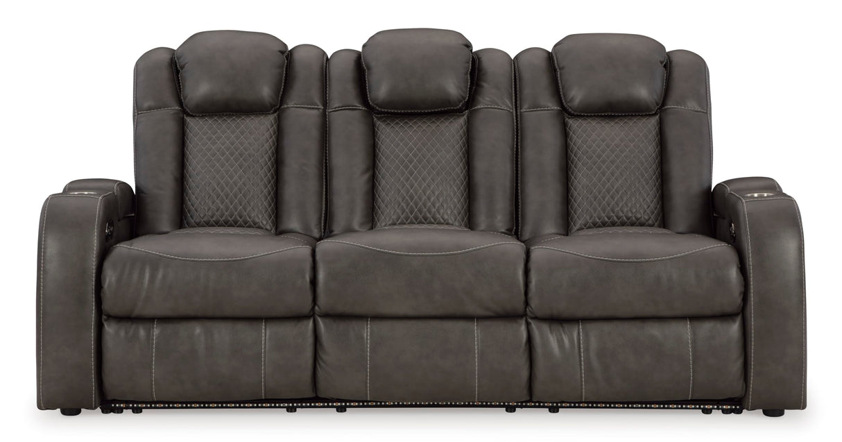 Signature Design by Ashley Fyne-Dyme Contemporary Power Reclining Sofa with USB Charging Ports and Adjustable Headrest, Brown Signature Design by Ashley