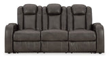 Signature Design by Ashley Fyne-Dyme Contemporary Power Reclining Sofa with USB Charging Ports and Adjustable Headrest, Brown Signature Design by Ashley