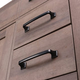 walsport 36 inch Bathroom Vanity with Ceramic Sink & Mirror, Wood Double Door Bathroom 5 Drawer Storage Vanity Combo Set, Brown walsport