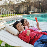 Lazy Daze Hammocks 12 FT Double Quilted Fabric Hammock with Spreader Bars and Detachable Pillow, 2 Person Hammock for Outdoor Patio Backyard Poolside, 450 LBS Weight Capacity, Natural Lazy Daze Hammocks