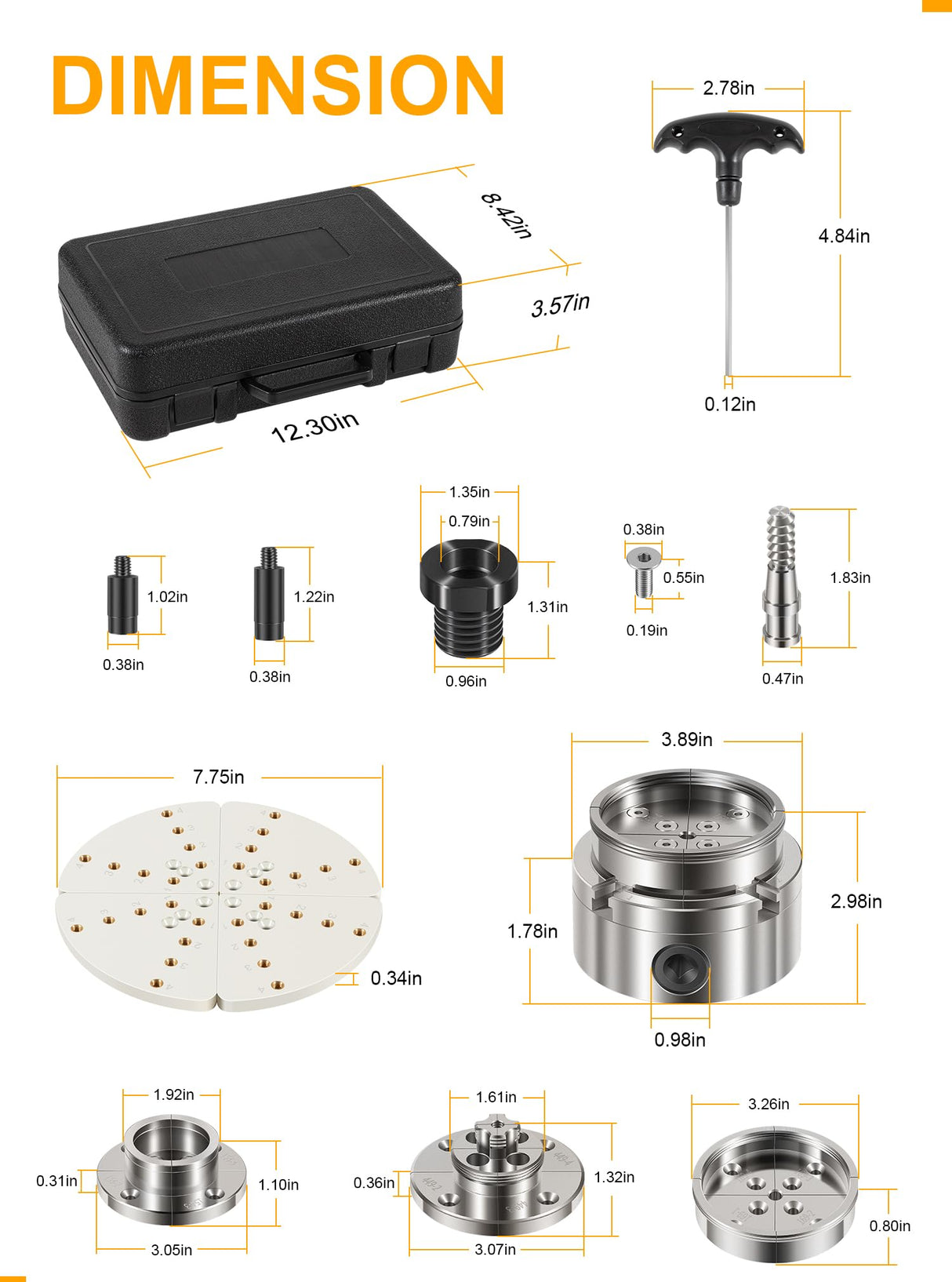 4 Inch Wood Lathe Chuck Set 1" x 8 tpi Thread & 3/4"x16 tpi Adapter, Self Centering 4 Jaw Wood Turning Chuck set with 3 frequently used types of Jaws Deargooday