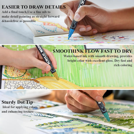 Acrylic Paint Markers, 24 Colors Paint Pens Acrylic Markers, Dual Tip with Dot & Fine Point Acrylic Paint Pens for Rock Painting, Wood, Canvas, Glass, Stone, Ceramic– Art Supplies & Craft Supplies. Amafgle