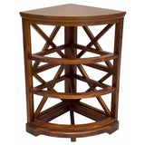 Hampton Meadows 3 Tier X-Side Corner Table Storage Cabinet with 3 Wicker Baskets, Walnut eHemco