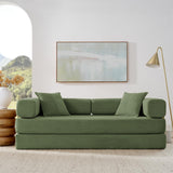 4-in-1 Folding Convertible Sofa Bed, 78 Inch Oversized Corduroy Upholstered Boneless Couch, Loveseat Sleeper with Pull Out Bed, Floor Sofa Modular Futon Couch for Living Room Bedroom Lounge, Green ivoros