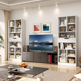 Armocity 8-Tier Book Shelf with Drawer, 73.6" Tall Bookcase and Bookshelf Modern Freestanding Open Display Shelves for Living Room Home Office, Bedroom, White Armocity