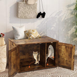 Timberer Cat Litter Box Enclosure, Litter Box Furniture Hidden with Removable Divider, Wooden Cat Washroom Furniture, Indoor Cat House, Rustic Brown Timberer
