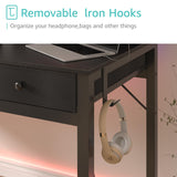 Lufeiya Computer Desk with Drawers for Home Office Bedroom, 40 inch Black Writing Study Desks with Fabric Drawers Storage, Gaming Desk Table with Power Outlet & Monitor Stand, Black Lufeiya