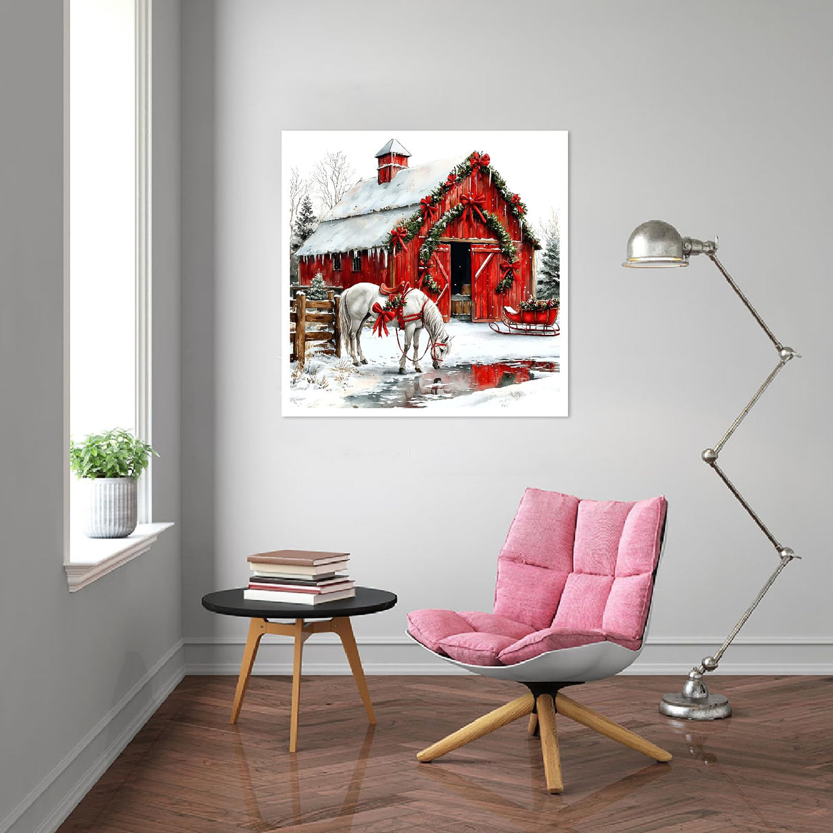 LWZAYS Christmas Diamond Art Kits for Adults, DIY Christmas Warehouse and Horse Diamond Painting for Adults Beginners, Full Round Drill Crystal Craft Kits for Home Wall Decor Present 14x14inch LWZAYS