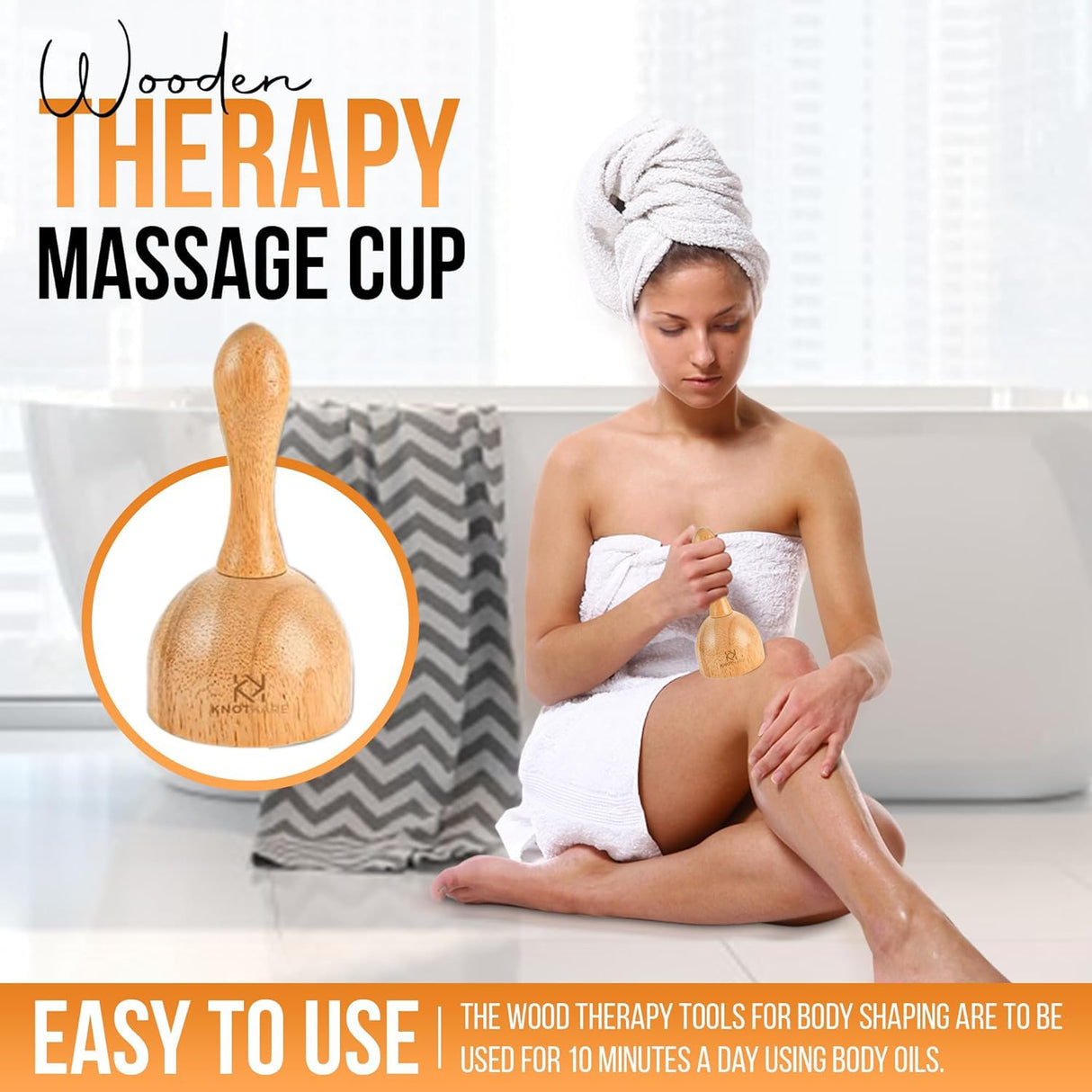 3-in-1 Wood Therapy Massage Tools for Lymphatic Drainage - Maderoterapia Kit Professional for Cellulite Reduction, Effective Body Shaping, and Muscle Pain Relief KNOTKARE